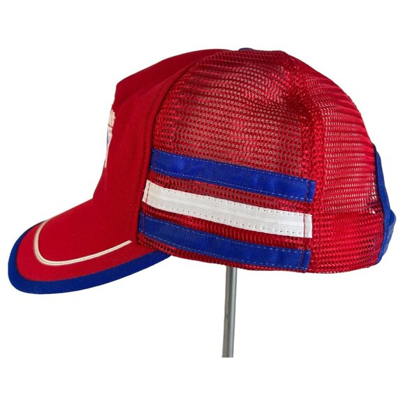 Vintage The Detroit News Trucker Hat 3 Stripe Mesh Snapback Cap USA Red Blue - Picture 4 of 6